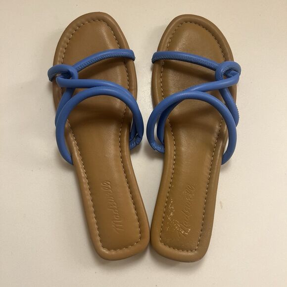 Madewell Women’s The Amel Slide Sandal Ornamental Blue Leather Size 9 NK019 - Picture 4 of 8
